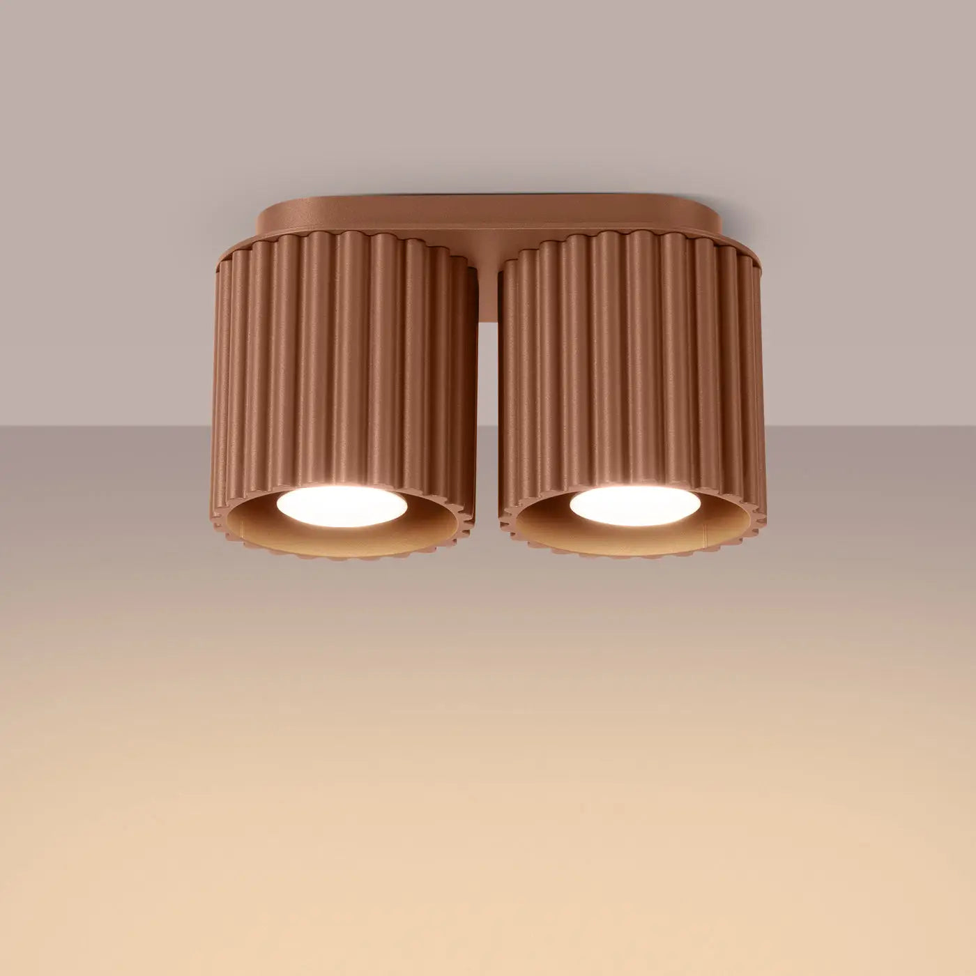 Plafonnier LED double spot moka aluminium moderne | SIBES