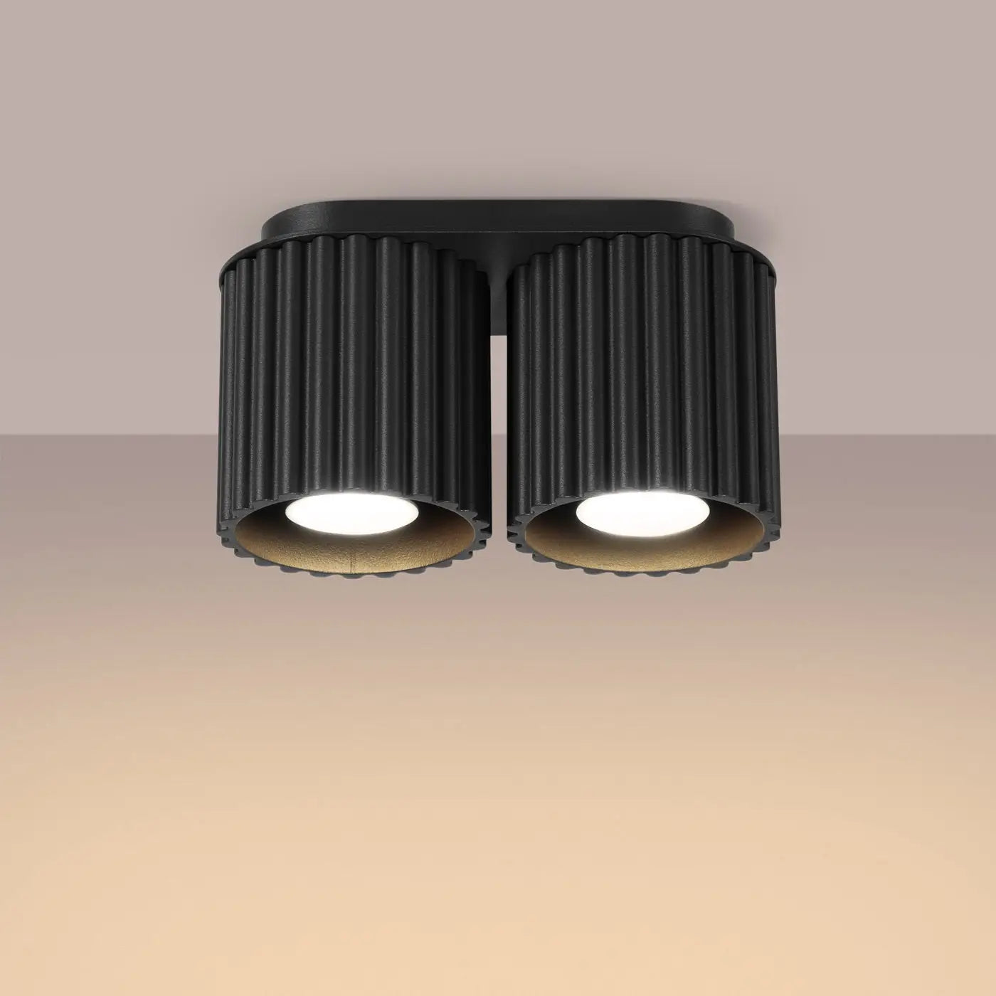 Plafonnier LED double spot noir aluminium | VAMA