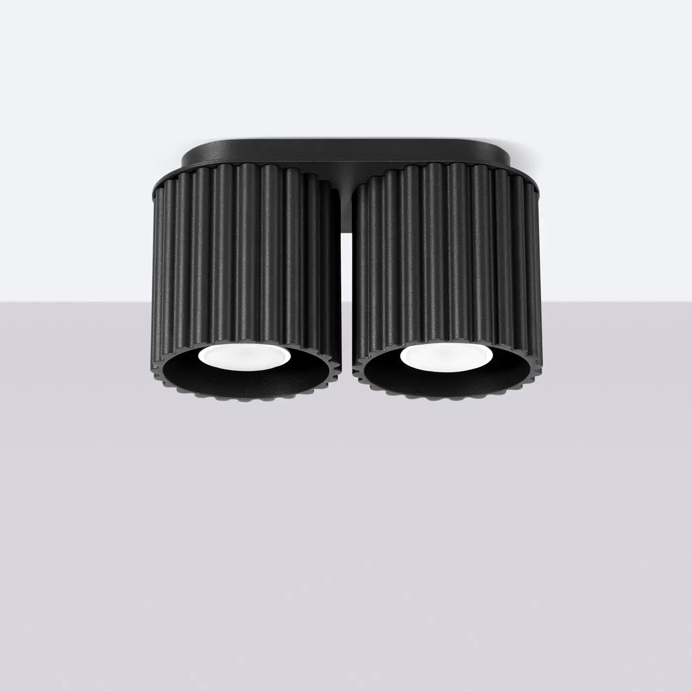 Plafonnier LED double spot noir aluminium | VAMA