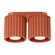 Plafonnier LED double spot rouge ocre aluminium moderne | VIZANAR