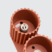 Plafonnier LED double spot rouge ocre aluminium moderne | VIZANAR