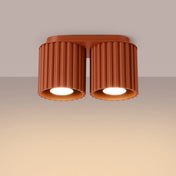 Plafonnier LED double spot rouge ocre aluminium moderne | VIZANAR