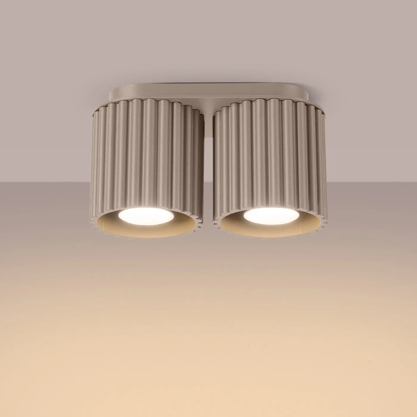 Plafonnier LED double spot taupe aluminium moderne | DUTUMO