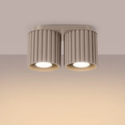 Plafonnier LED double spot taupe aluminium moderne | DUTUMO