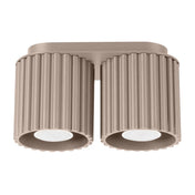 Plafonnier LED double spot taupe aluminium moderne | DUTUMO