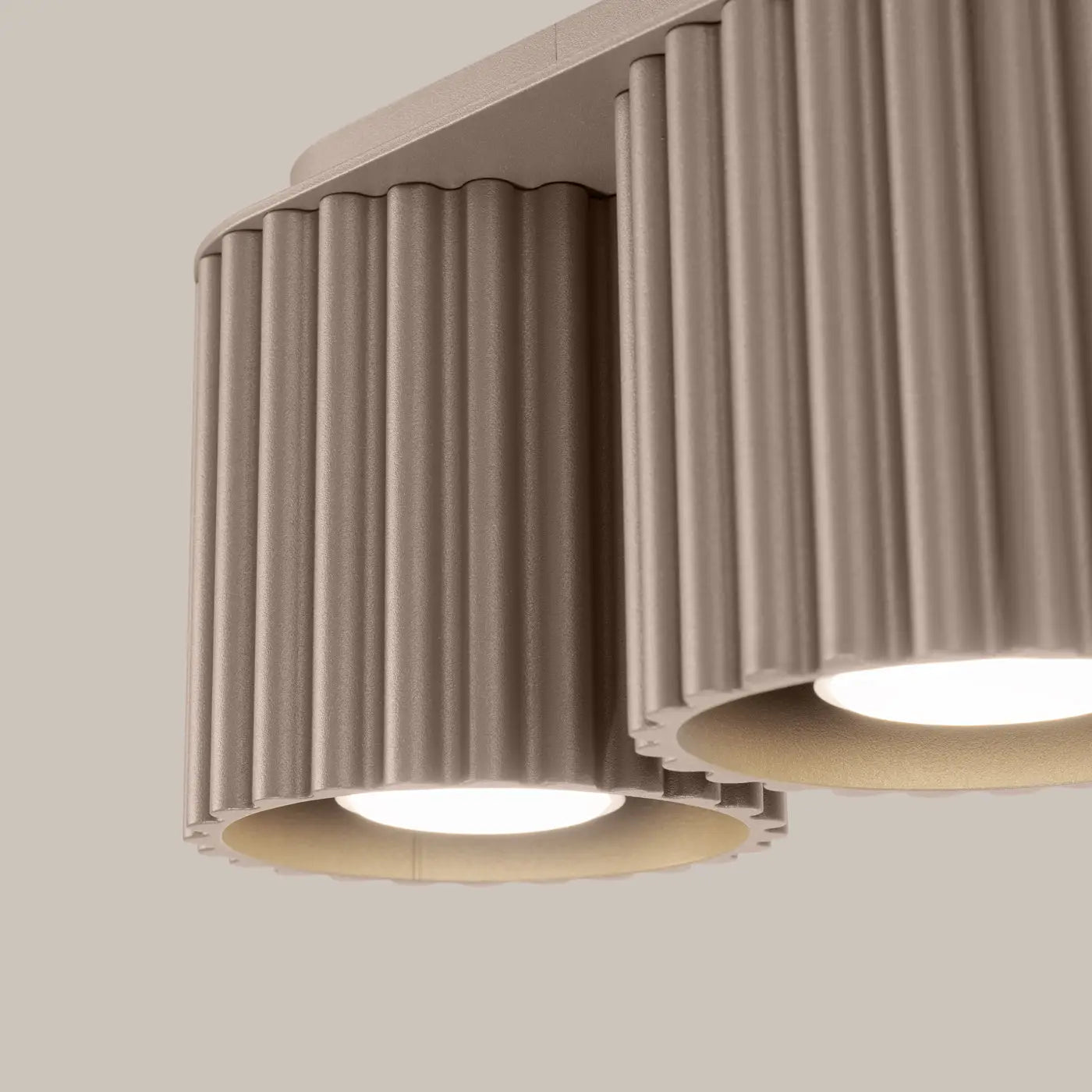 Plafonnier LED double spot taupe aluminium moderne | DUTUMO