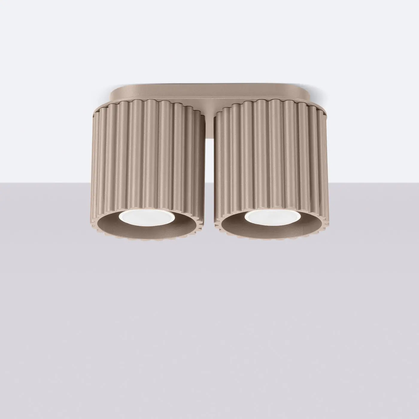 Plafonnier LED double spot taupe aluminium moderne | DUTUMO