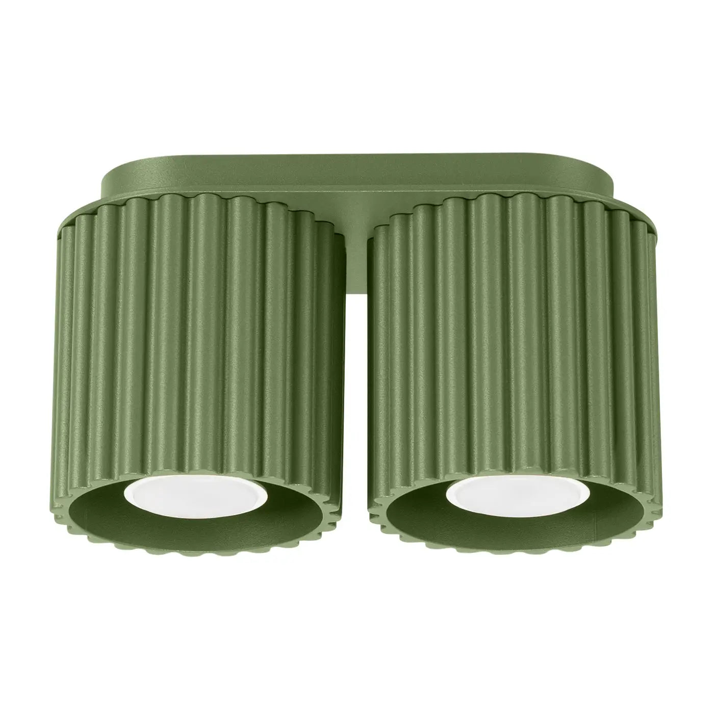 Plafonnier LED double spot vert olive aluminium moderne | NIHEVE
