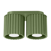 Plafonnier LED double spot vert olive aluminium moderne | NIHEVE