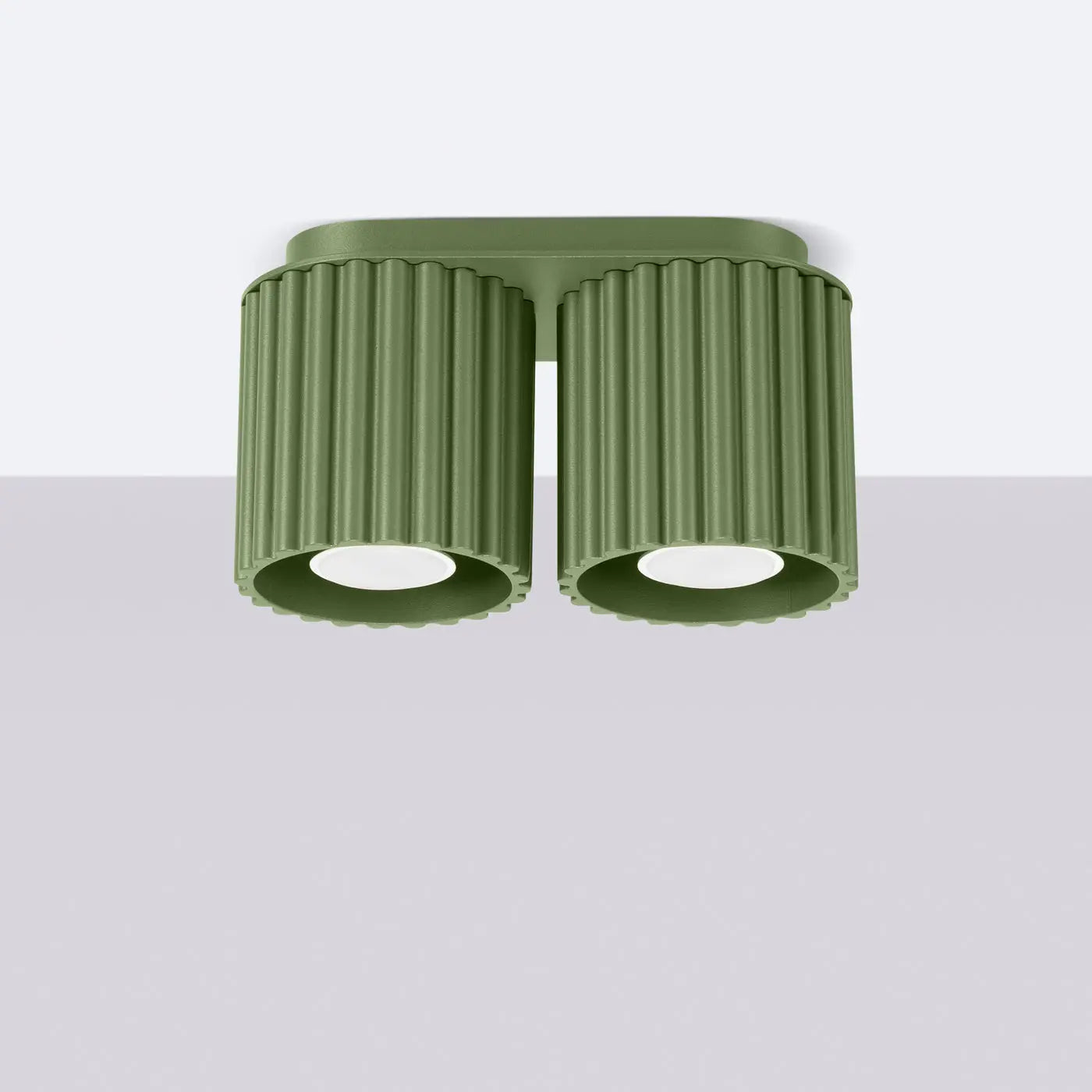 Plafonnier LED double spot vert olive aluminium moderne | NIHEVE