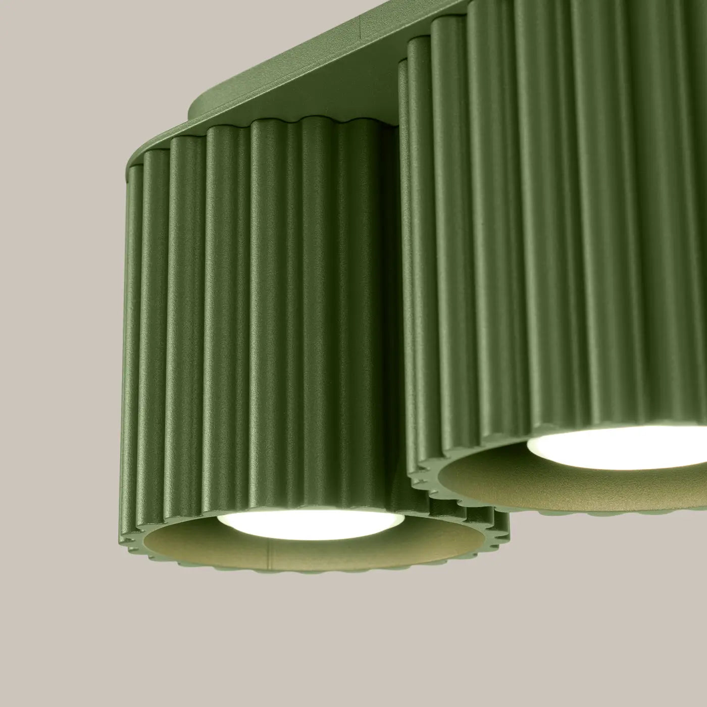 Plafonnier LED double spot vert olive aluminium moderne | NIHEVE