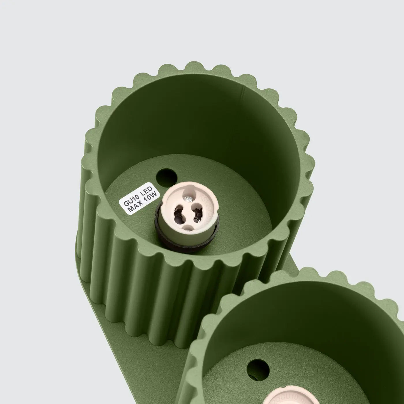 Plafonnier LED double spot vert olive aluminium moderne | NIHEVE