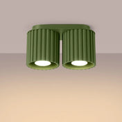 Plafonnier LED double spot vert olive aluminium moderne | NIHEVE
