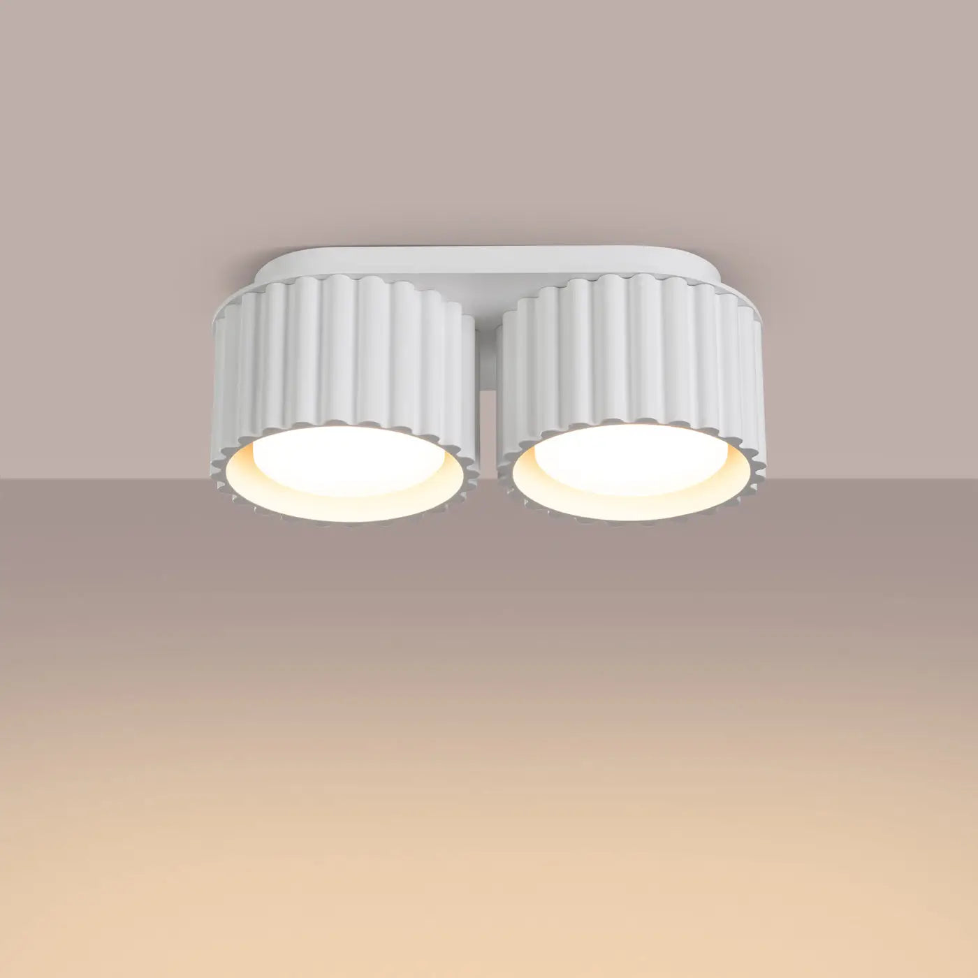Plafonnier double spot blanc aluminium moderne | DASINO