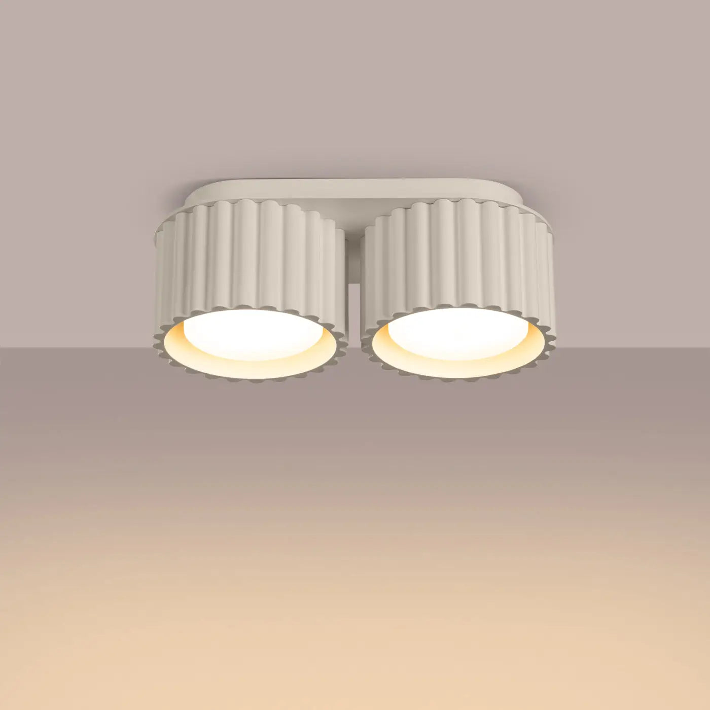 Plafonnier LED double spot beige aluminium moderne | RABAFI