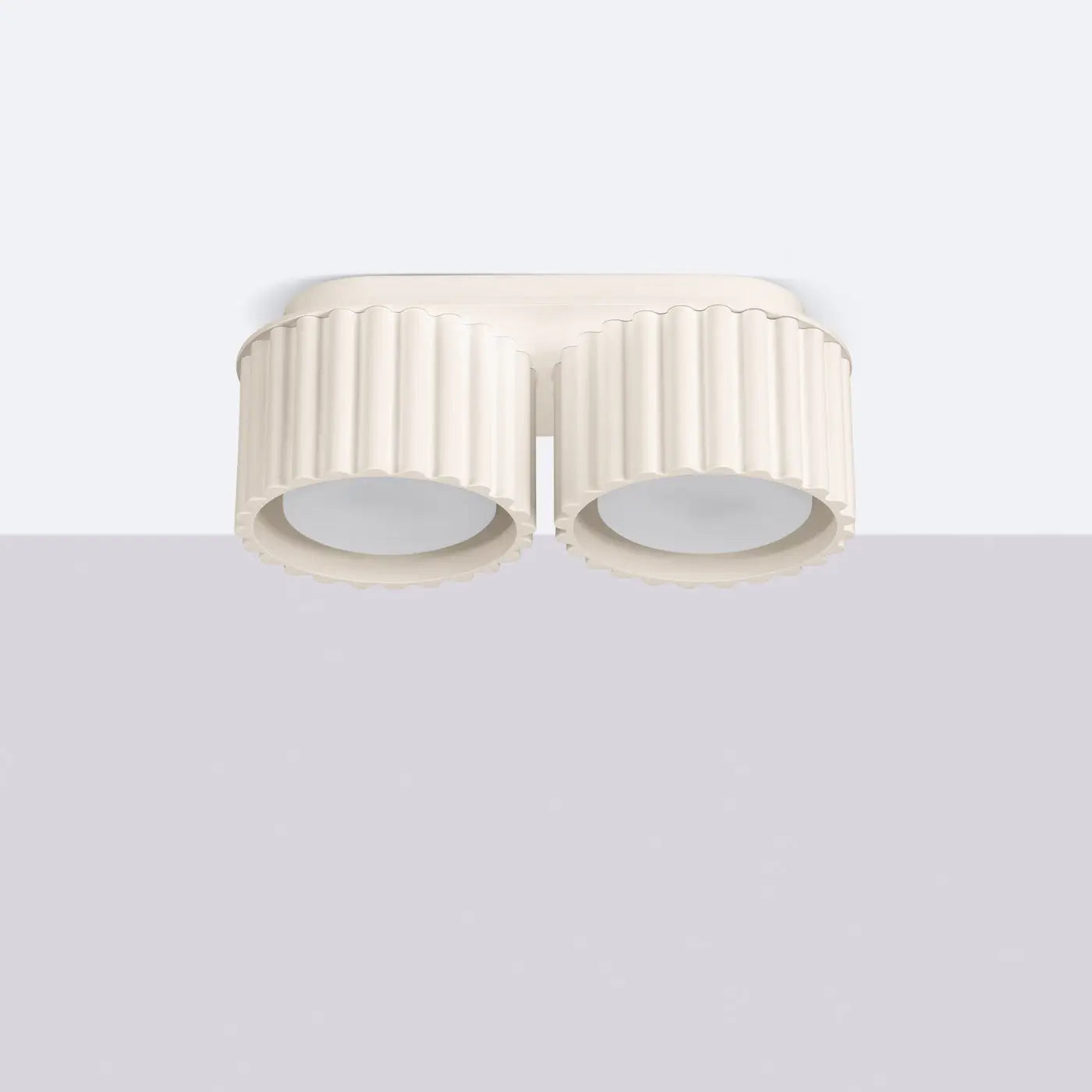 Plafonnier LED double spot beige aluminium moderne | RABAFI