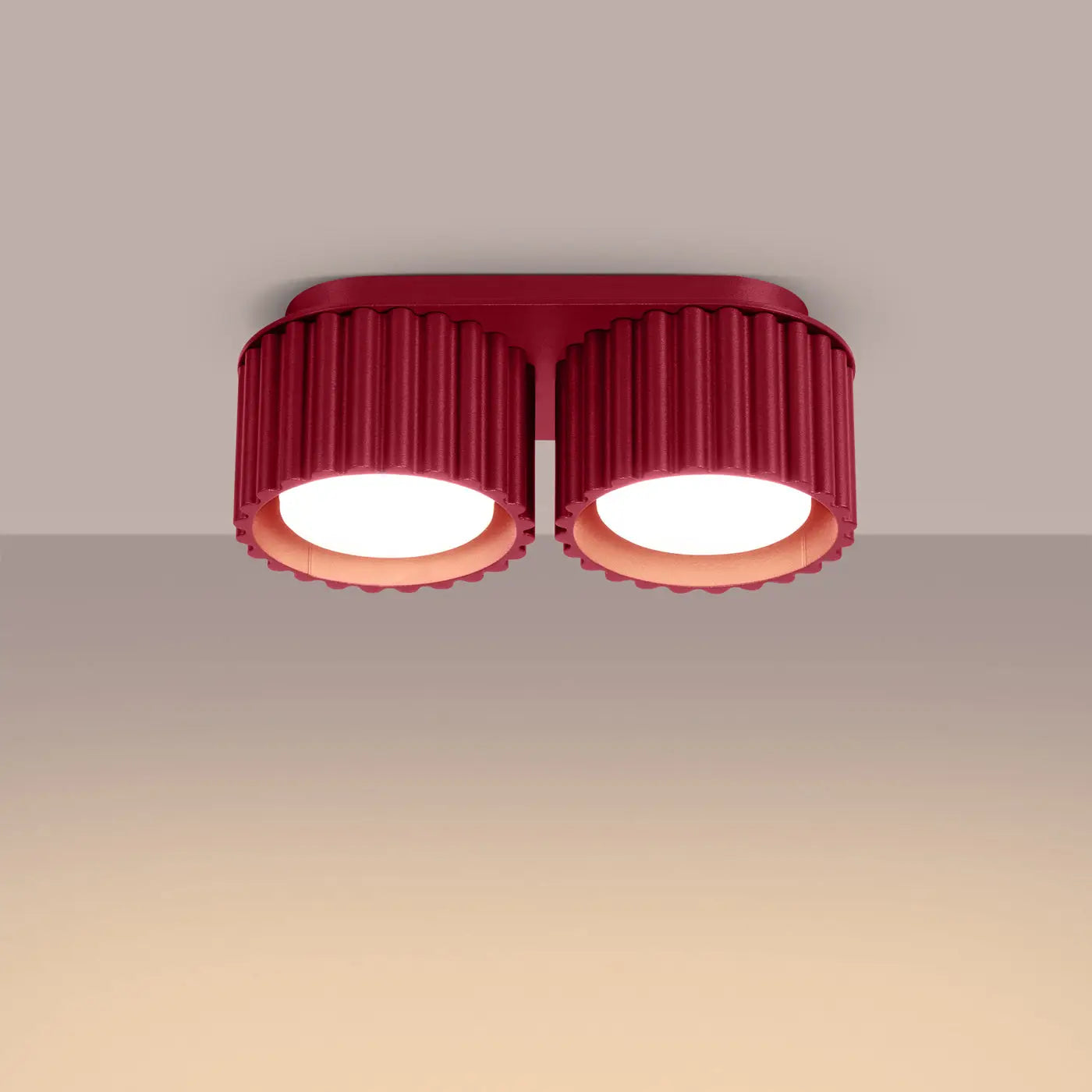 Plafonnier LED double spot bordeaux aluminium moderne | NUTIL