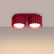 Plafonnier LED double spot bordeaux aluminium moderne | NUTIL