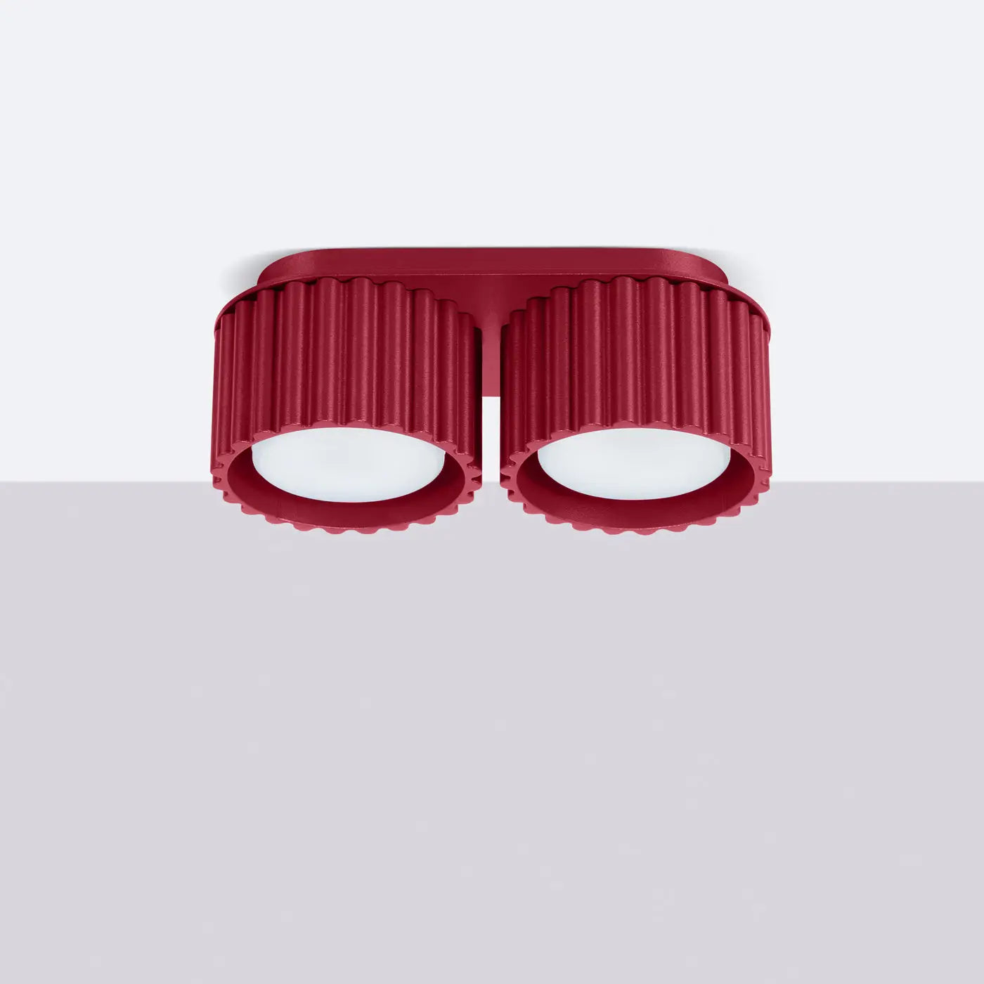 Plafonnier LED double spot bordeaux aluminium moderne | NUTIL