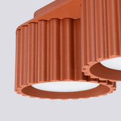 Plafonnier LED double spot rouge ocre aluminium moderne | VIZANAR