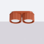 Plafonnier LED double spot rouge ocre aluminium moderne | VIZANAR