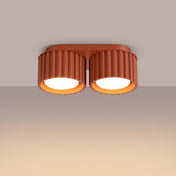 Plafonnier LED double spot rouge ocre aluminium moderne | VIZANAR