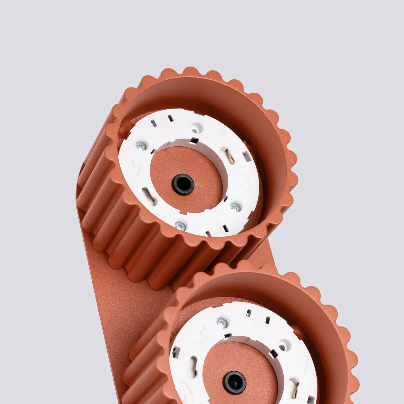 Plafonnier LED double spot rouge ocre aluminium moderne | VIZANAR
