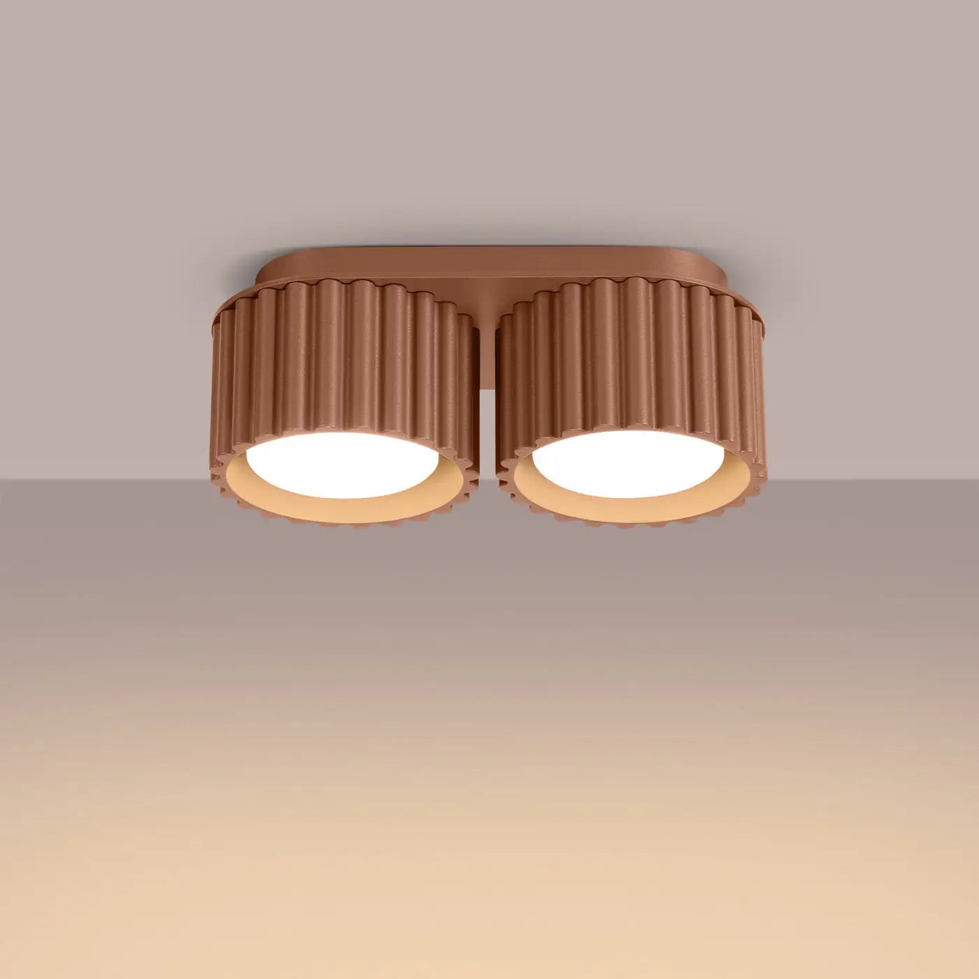 Plafonnier LED double spot moka aluminium moderne | SIBES