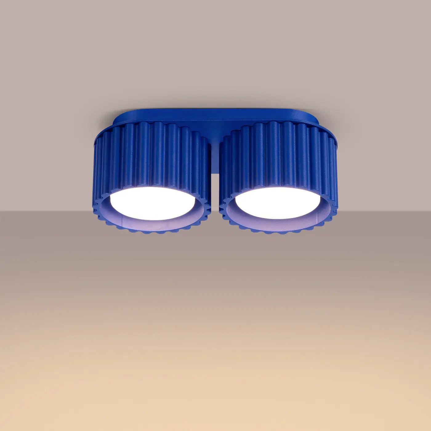 Plafonnier LED double spot outremer aluminium moderne | MIREGO