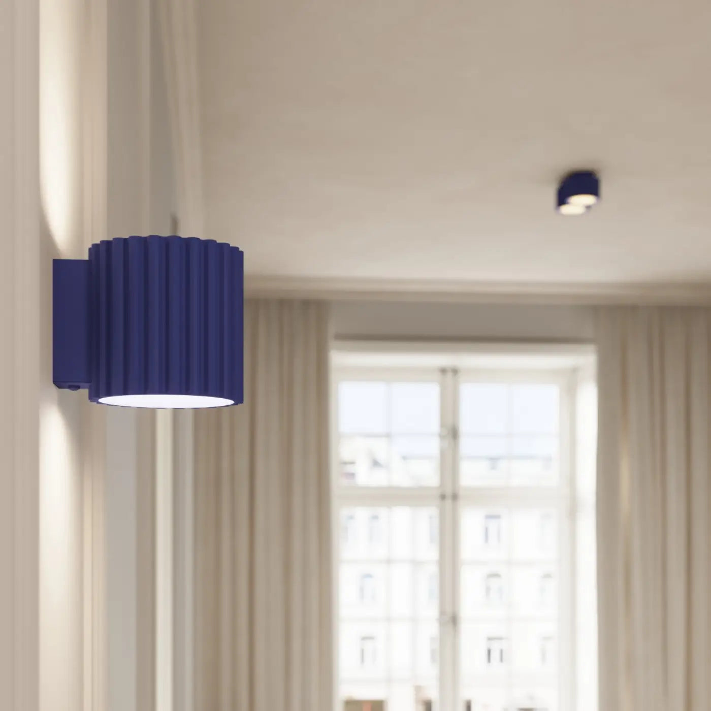 Plafonnier LED double spot outremer aluminium moderne | MIREGO