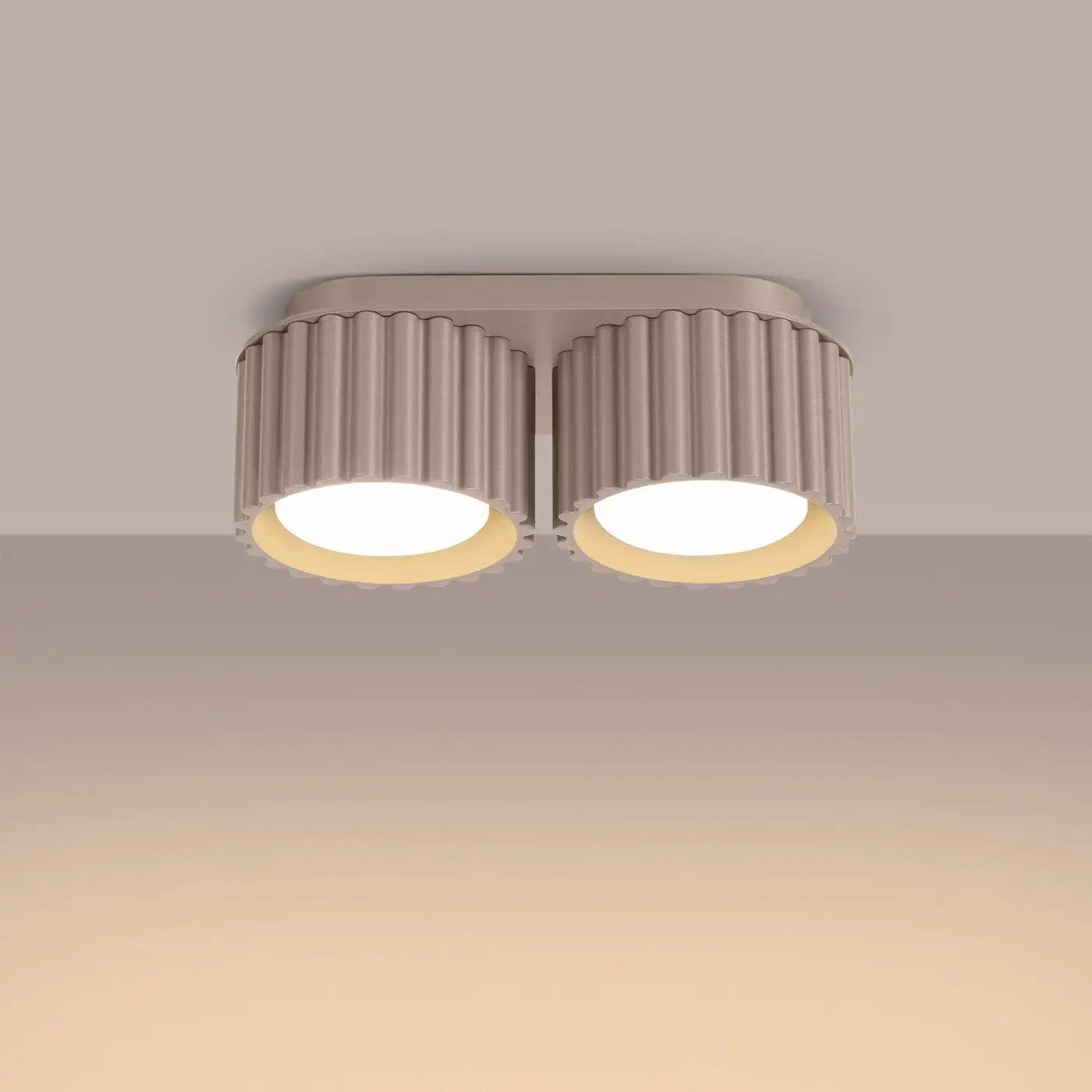 Plafonnier LED double spot taupe aluminium moderne | DUTUMO