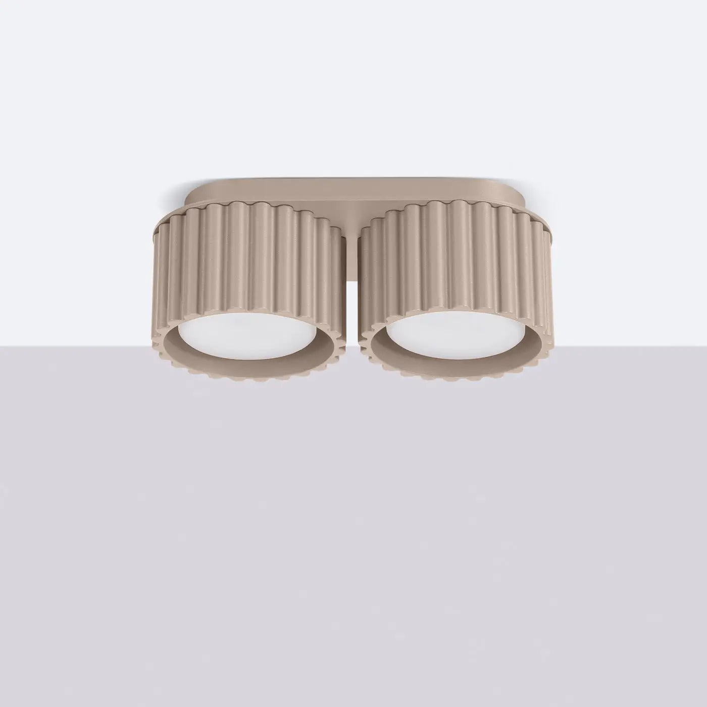 Plafonnier LED double spot taupe aluminium moderne | DUTUMO