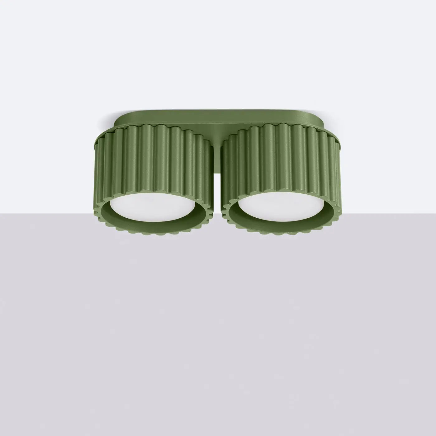 Plafonnier LED double spot vert olive aluminium moderne | NIHEVE