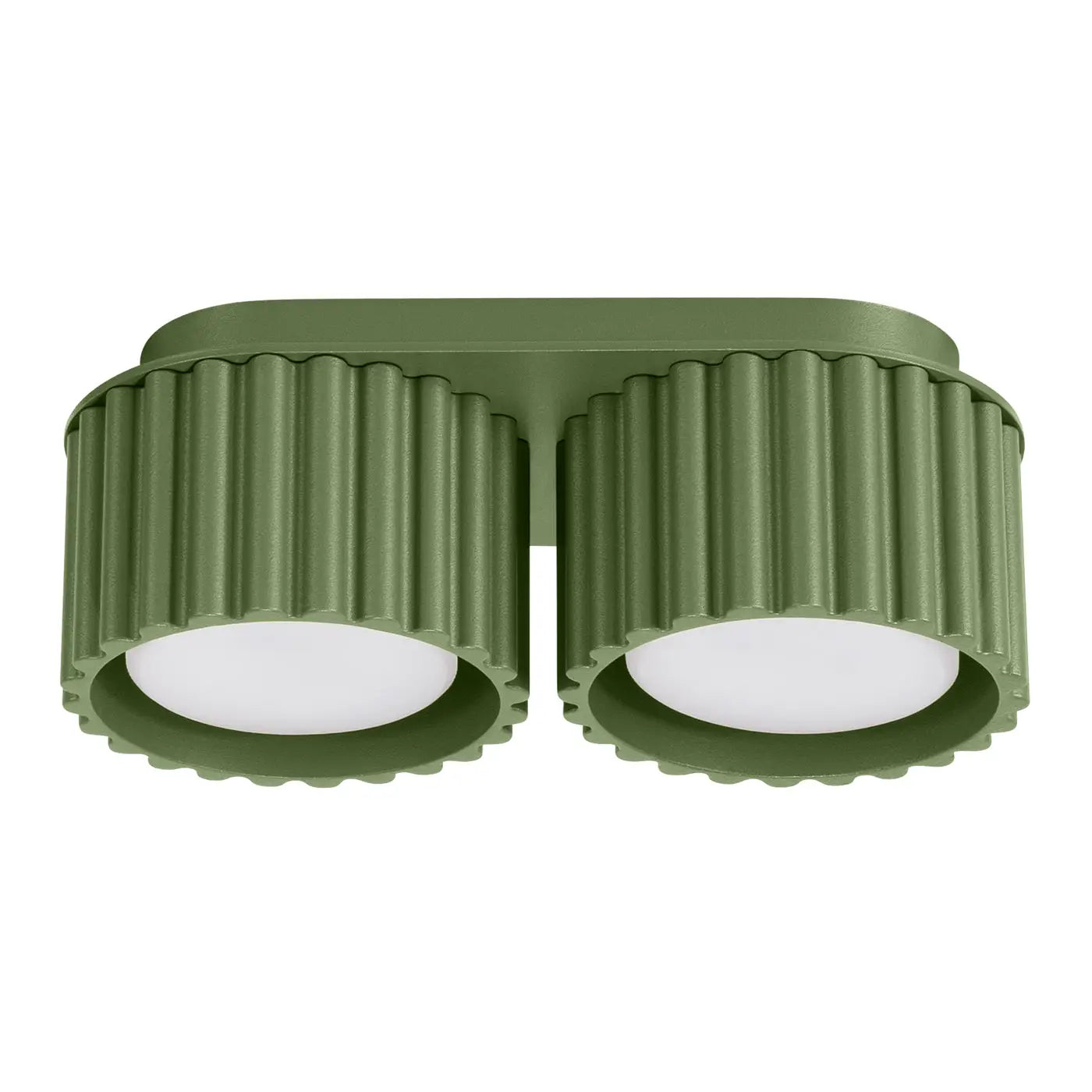 Plafonnier LED double spot vert olive aluminium moderne | NIHEVE