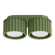 Plafonnier LED double spot vert olive aluminium moderne | NIHEVE
