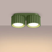 Plafonnier LED double spot vert olive aluminium moderne | NIHEVE