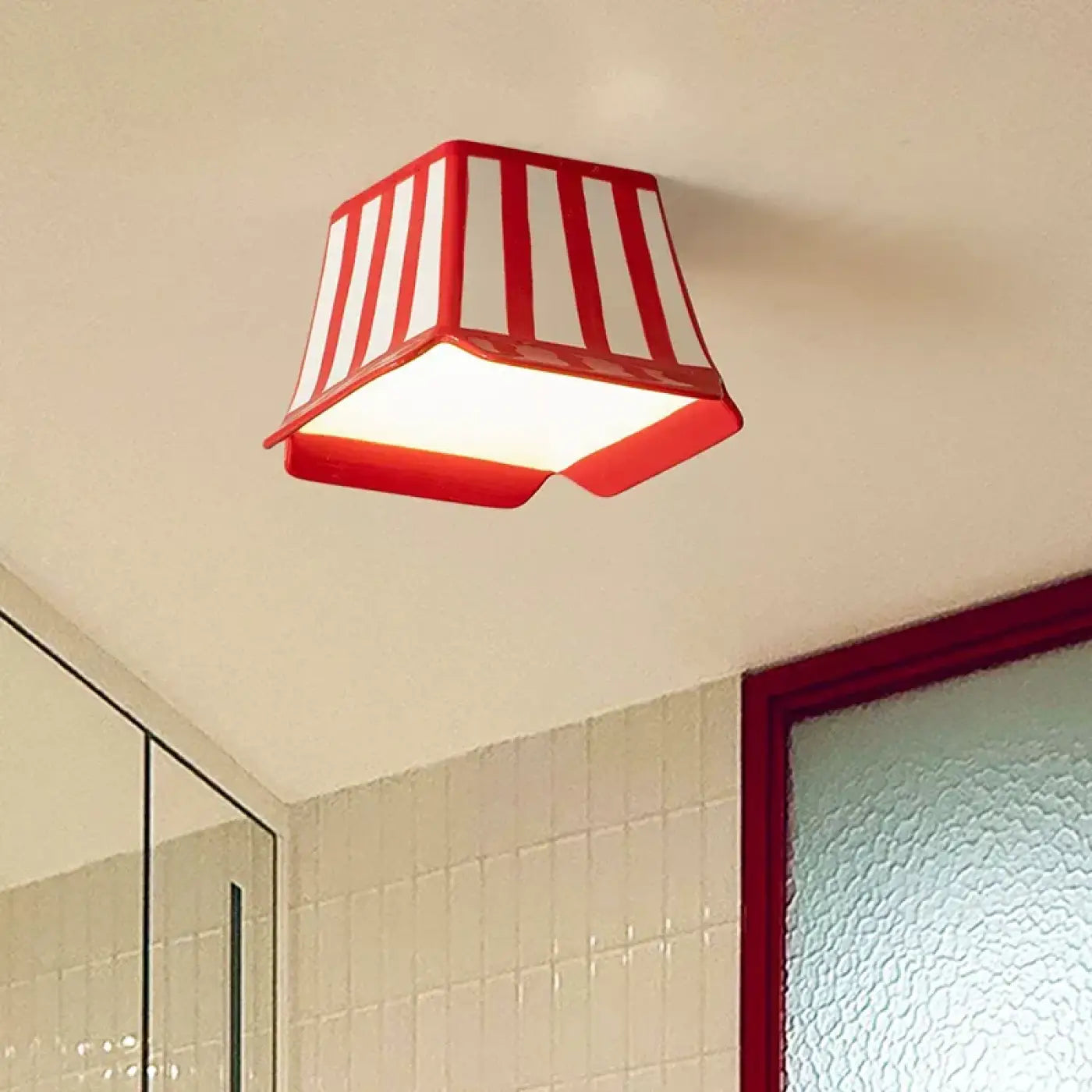 Plafonnier LED rayé céramique enfant vintage | MAHOL