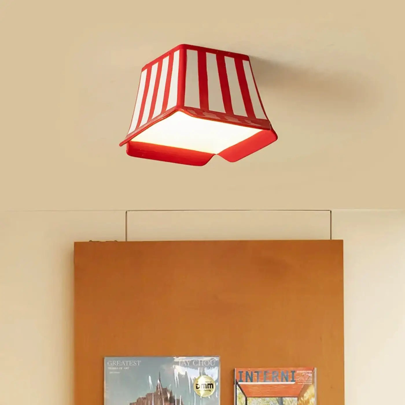 Plafonnier LED rayé céramique enfant vintage | MAHOL