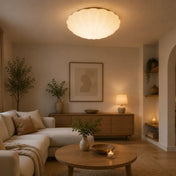 Plafonnier blanc LED verre inspiration coquillage | VATILUR