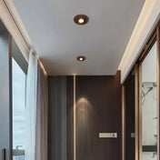 Plafonnier LED rond bois et aluminium noir | LISUBI