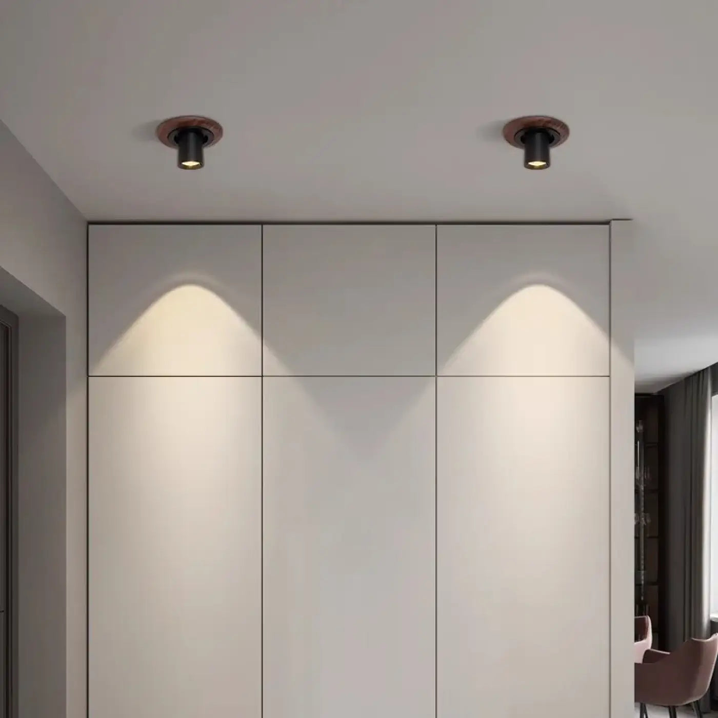 Plafonnier LED rond bois et aluminium noir | LISUBI