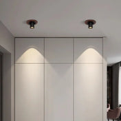 Plafonnier LED rond bois et aluminium noir | LISUBI
