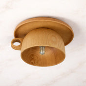 Plafonnier LED tasse bois minimaliste design | HAZILU