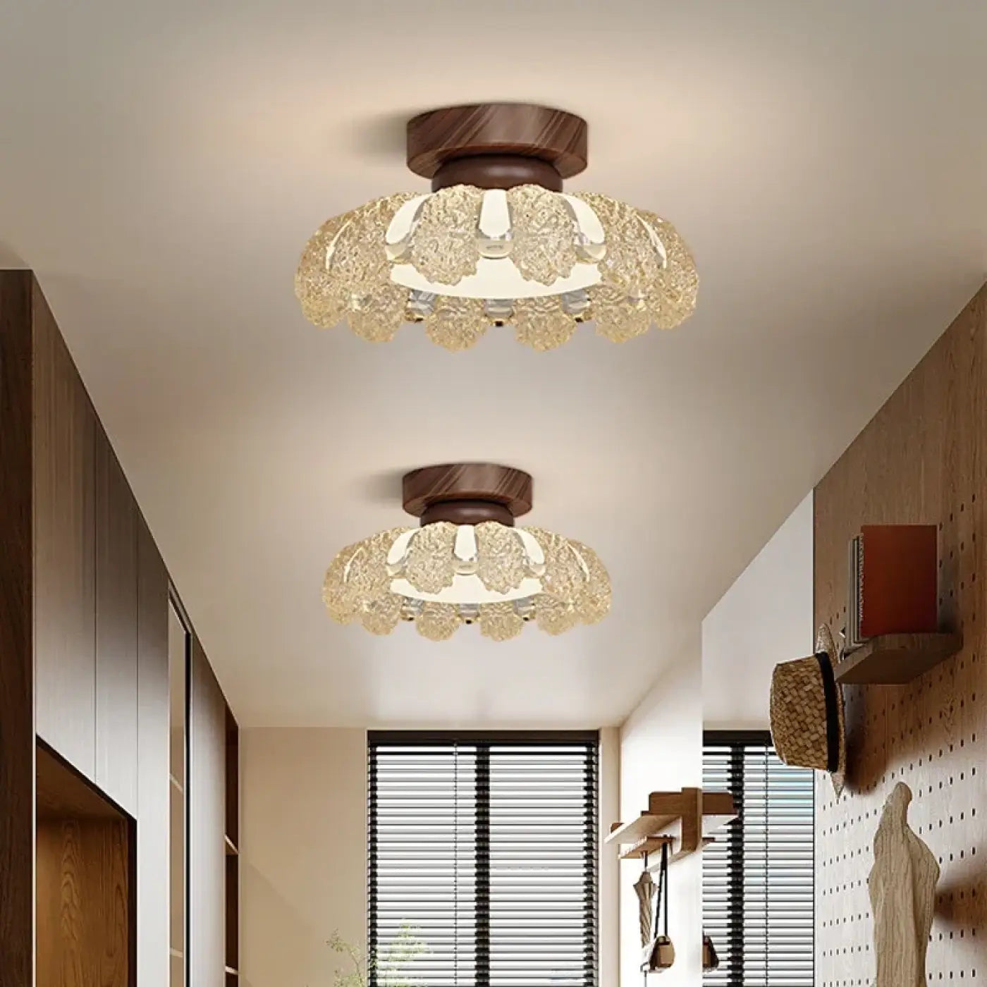 Plafonnier doré marron LED verre raffiné | NASAFE