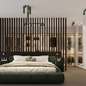 Plafonnier LED vert olive aluminium minimaliste | NENUFOK