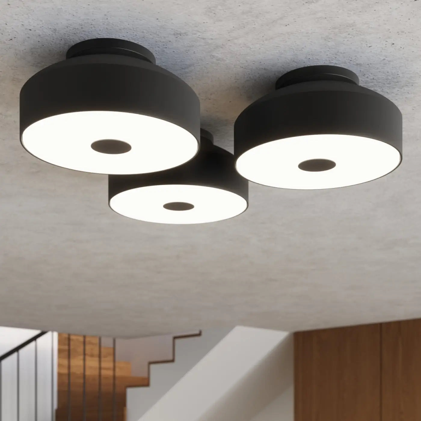 Plafonnier LED noir minimaliste acier | MARE