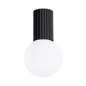 Plafonnier LED noir globe opalin IP44 | FODAHAN