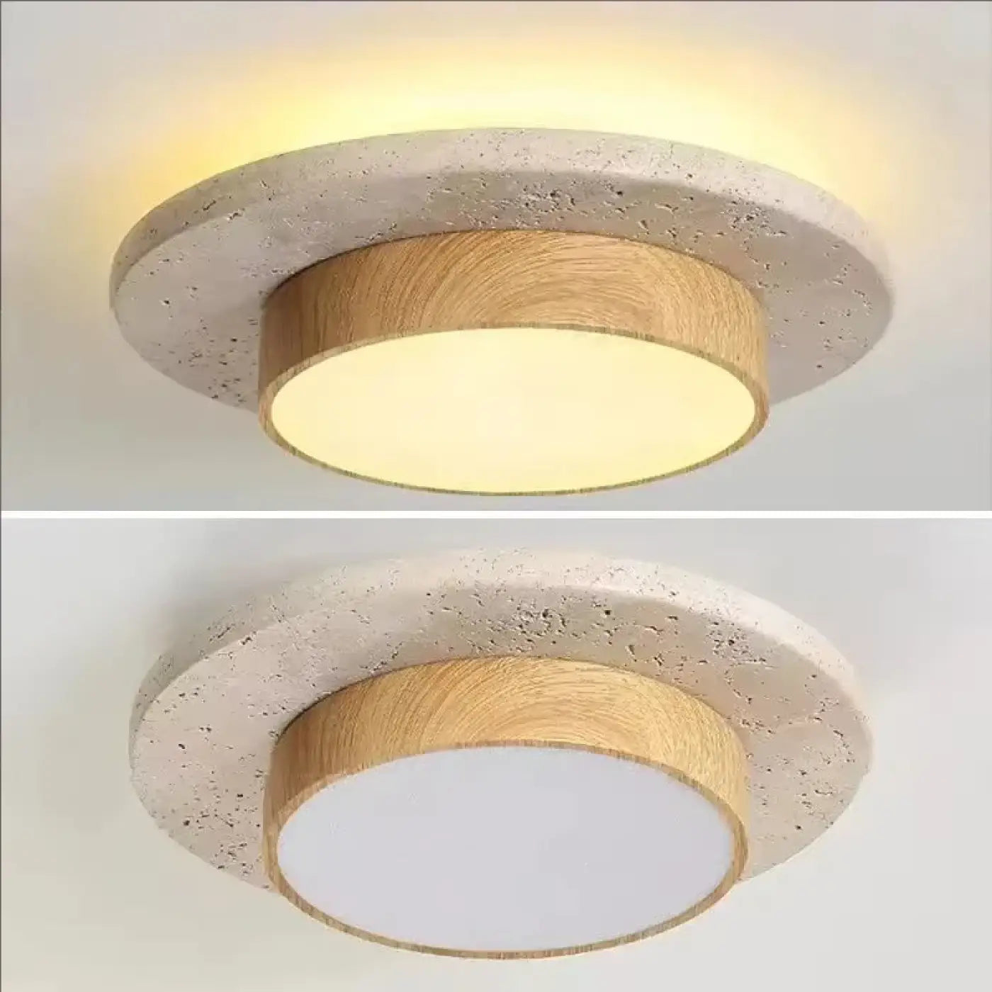 Plafonnier LED bois rond scandinave | LUZU