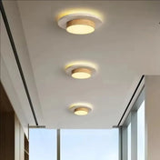Plafonnier LED bois rond scandinave | LUZU