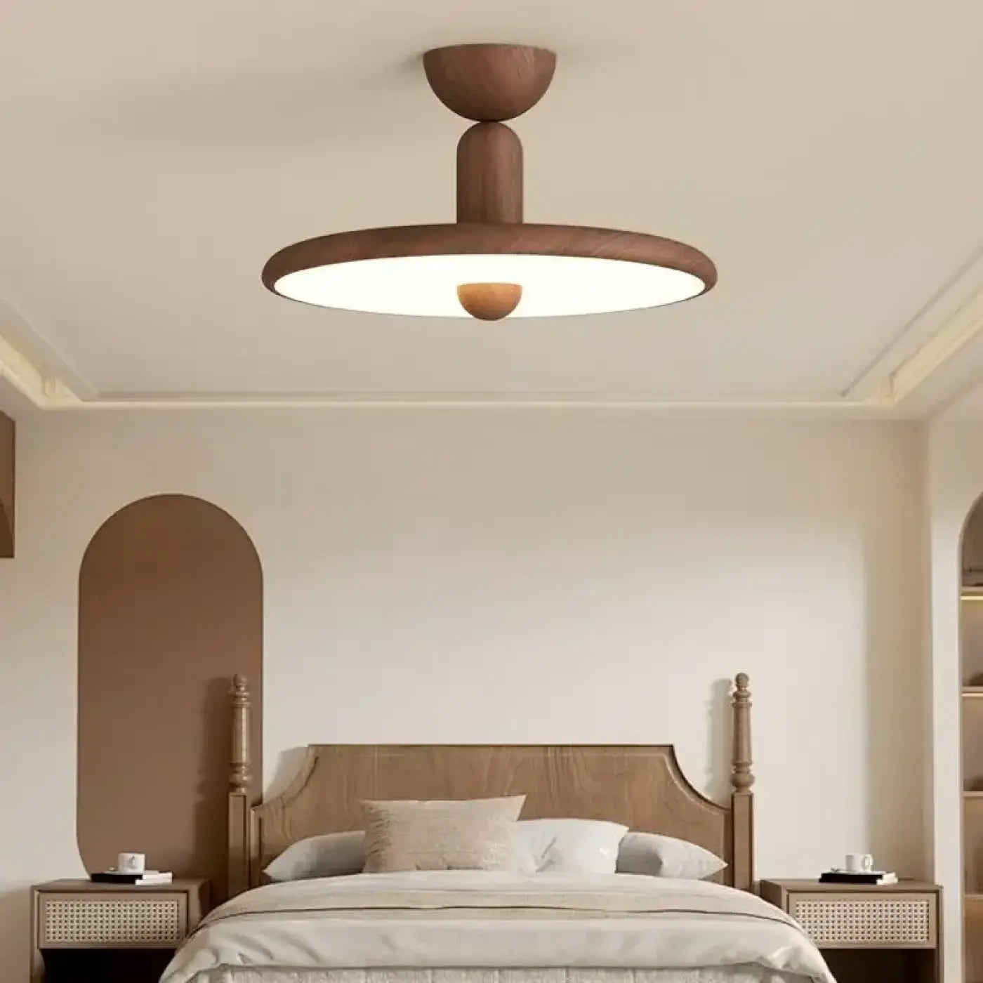 Plafonnier LED bois rond scandinave design | NUROPE